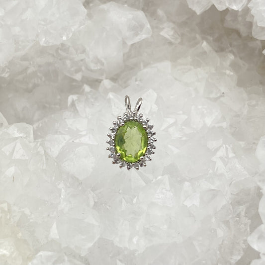 Pendentif Argent - Péridot ovale