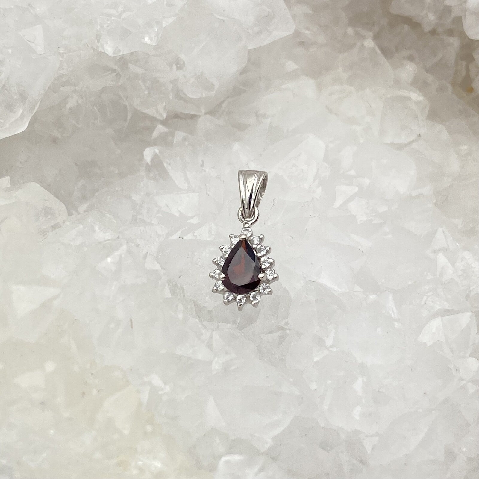 Pendentif Argent - Grenat soleil