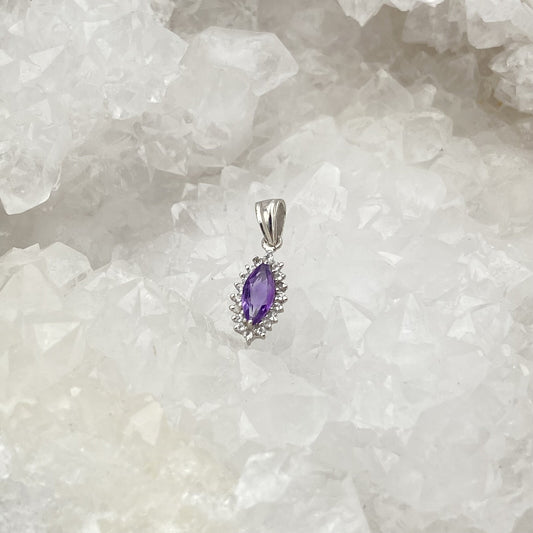Pendentif Argent - Améthyste navette