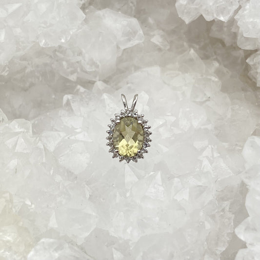 Pendentif Argent - Quartz Lemon ovale
