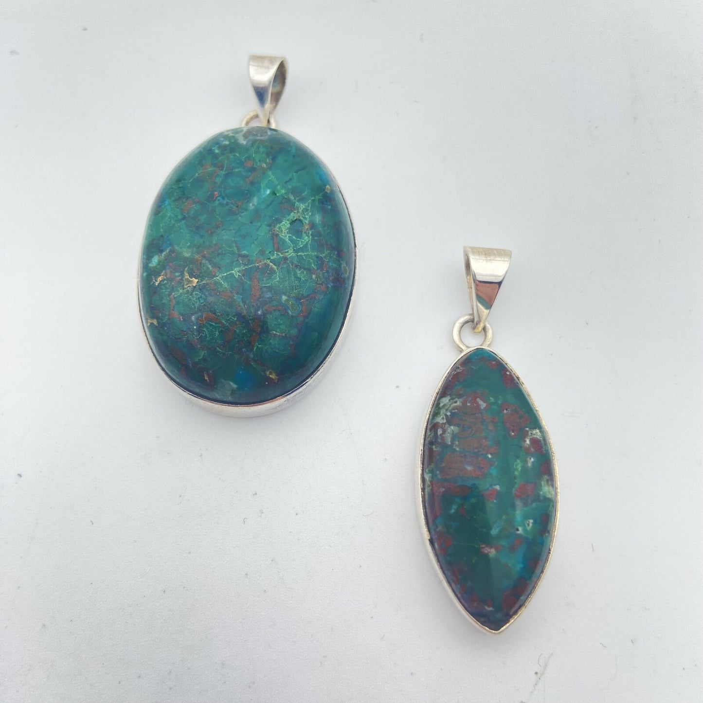 Lot de 2 Pendentifs Argent - Malachite/Chrysocolle n°2