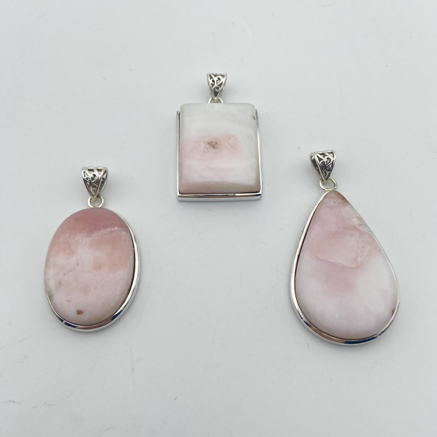 Lot de 3 Pendentifs Argent - Opales Rose des Andes n°2