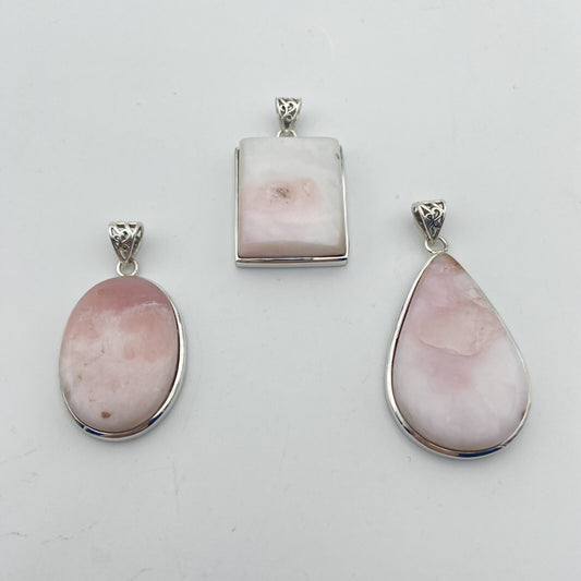 Lot de 3 Pendentifs Argent - Opales Rose des Andes n°2
