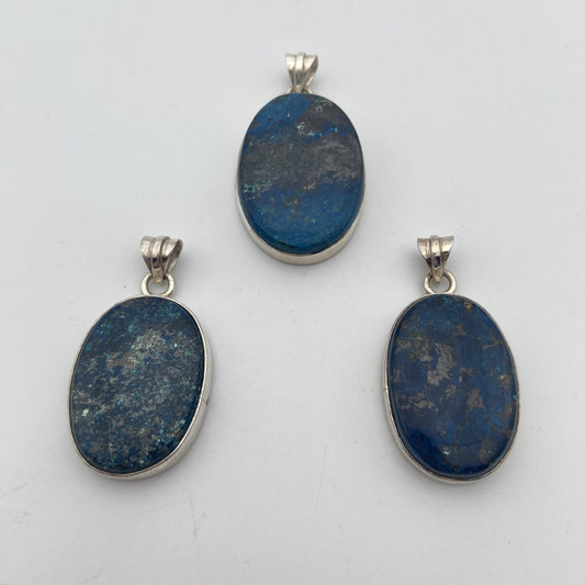 Lot de 3 Pendentifs Argent - Azurite n°2