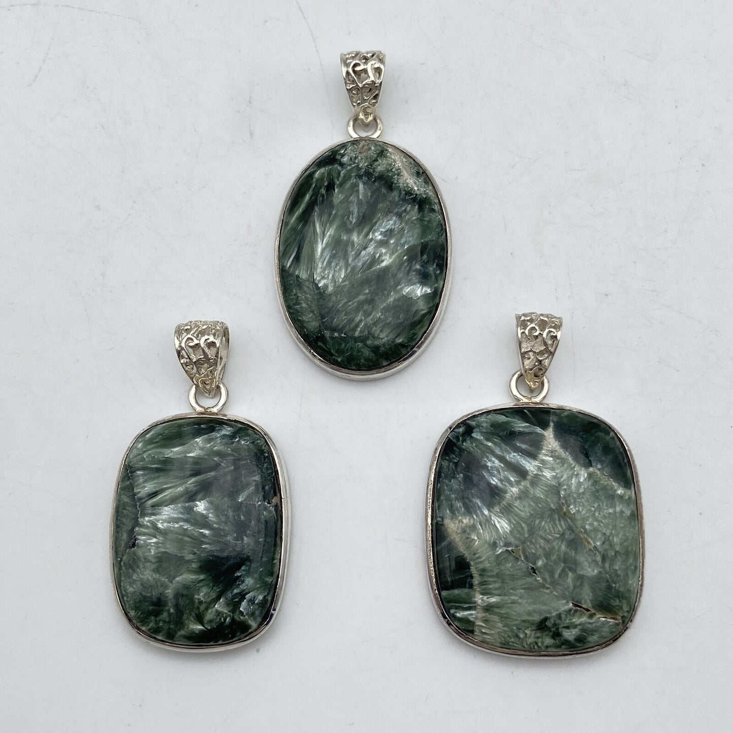 Lot de 3 Pendentifs Argent - Séraphinite n°1