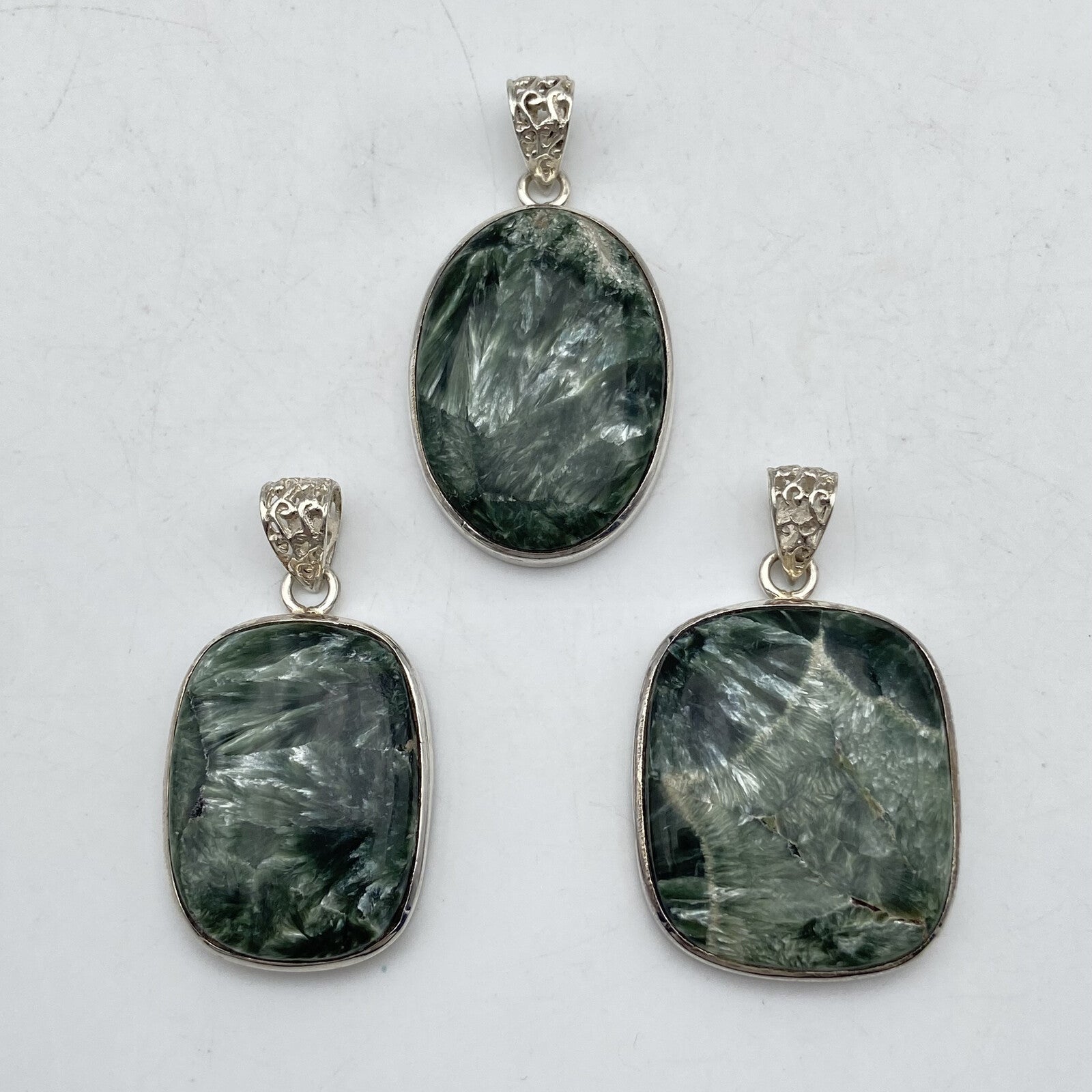 Lot de 3 Pendentifs Argent - Séraphinite n°1