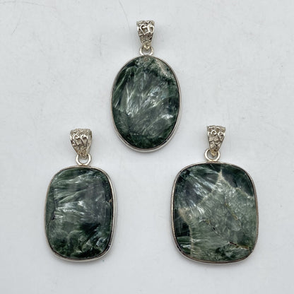 Lot de 3 Pendentifs Argent - Séraphinite n°1