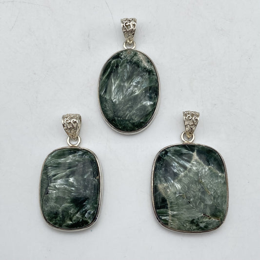 Lot de 3 Pendentifs Argent - Séraphinite n°1