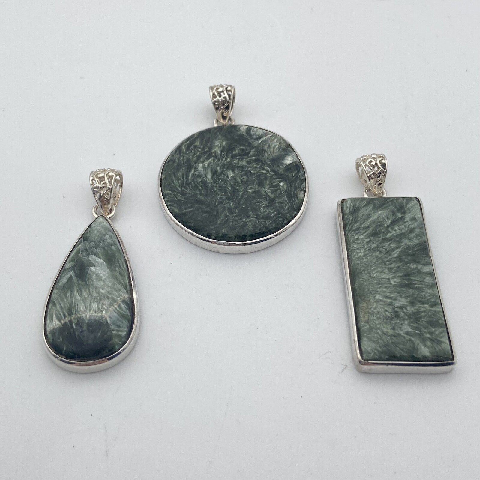 Lot de 3 Pendentifs Argent - Séraphinite n°2