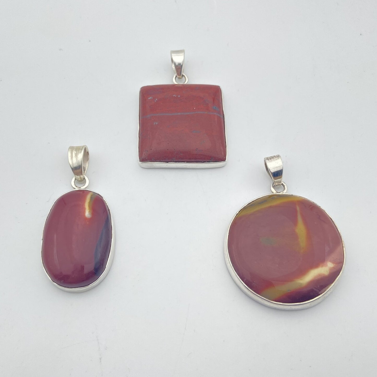 Lot de 3 Pendentifs Argent - Jaspe Mookaïte n°1