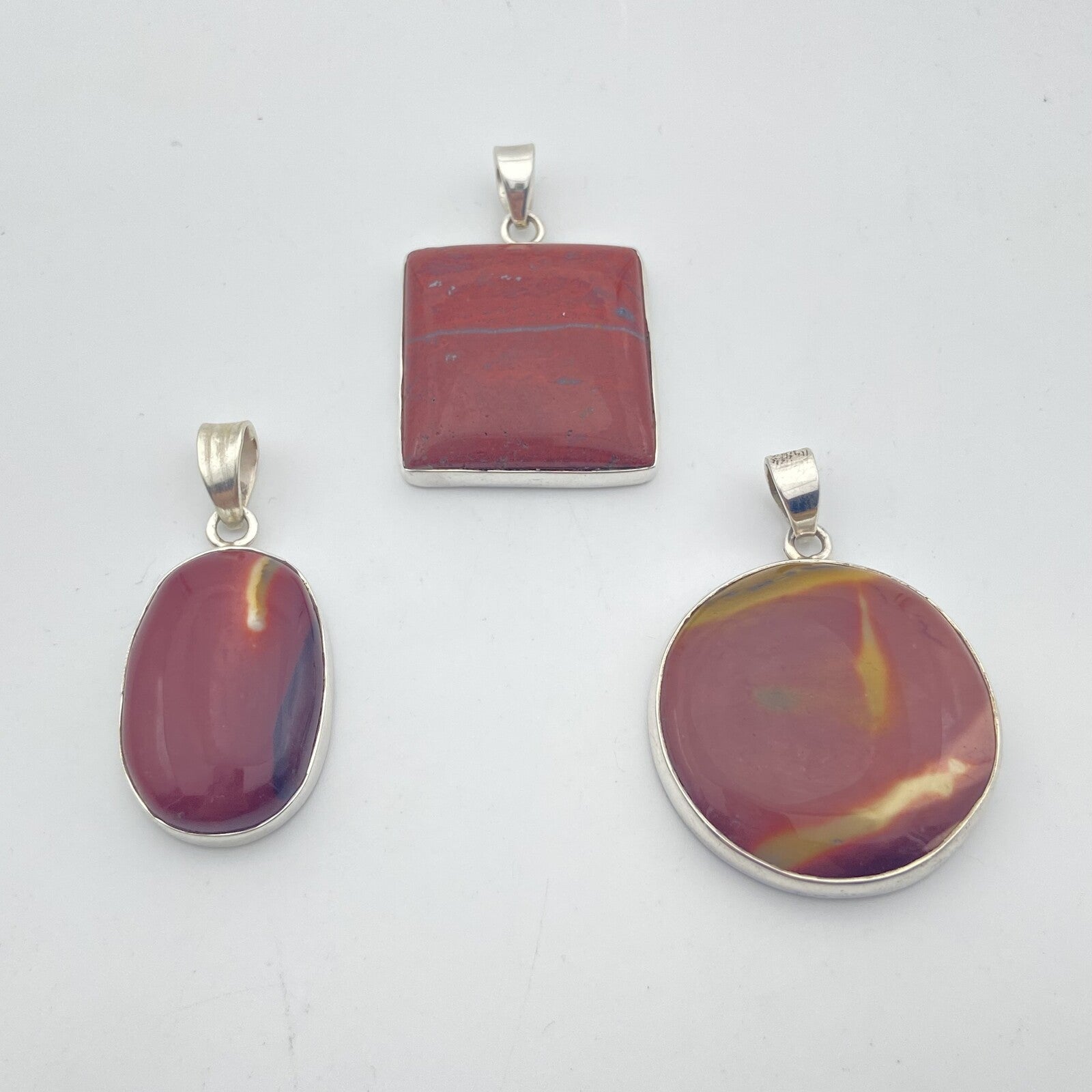 Lot de 3 Pendentifs Argent - Jaspe Mookaïte n°1