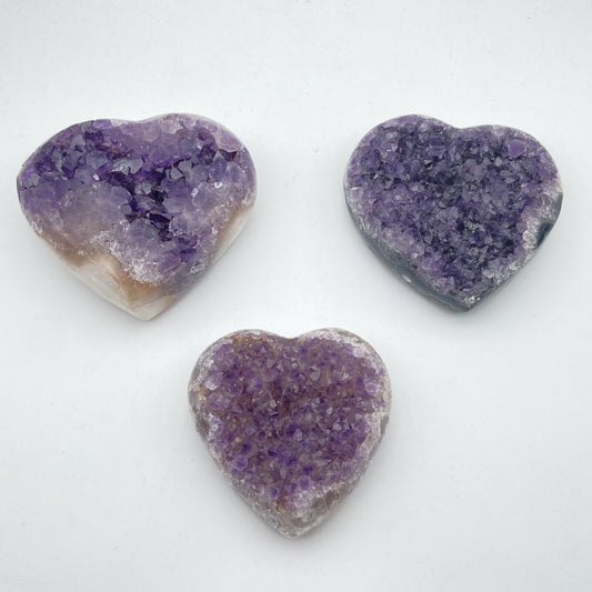 Lot de 3 Coeurs - Améthyste n°1 - 570 g