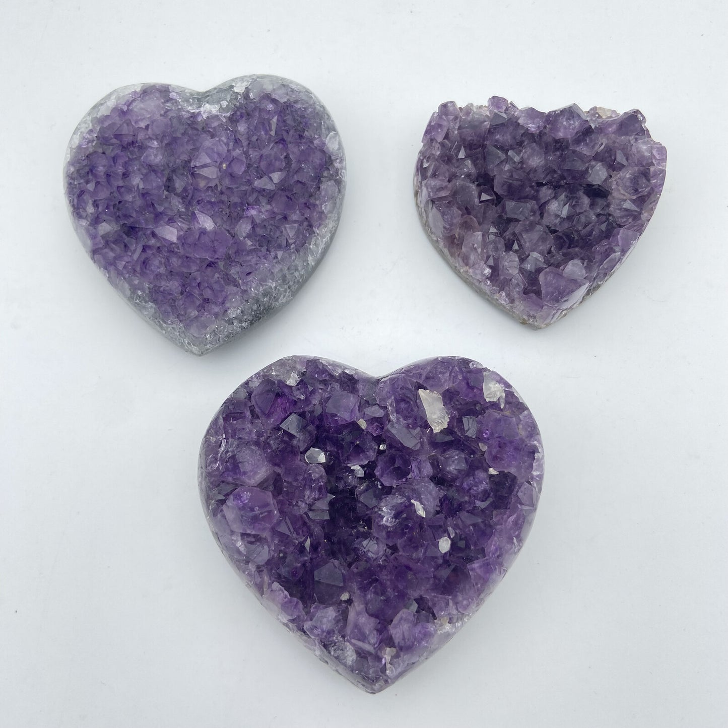 Lot de 3 Coeurs - Améthyste n°4 - 820 g