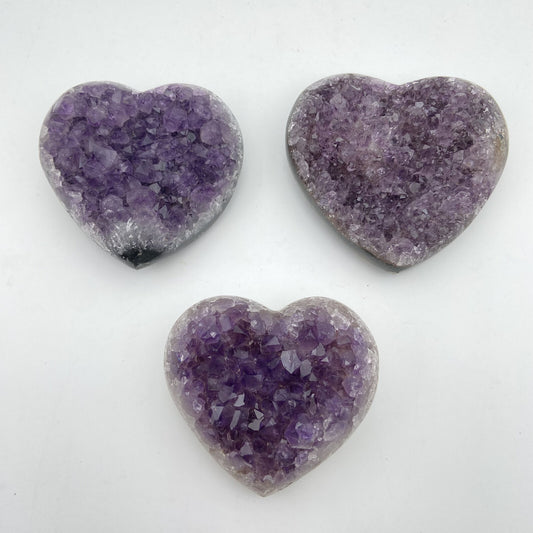Lot de 3 Coeurs - Améthyste n°6 - 850 g