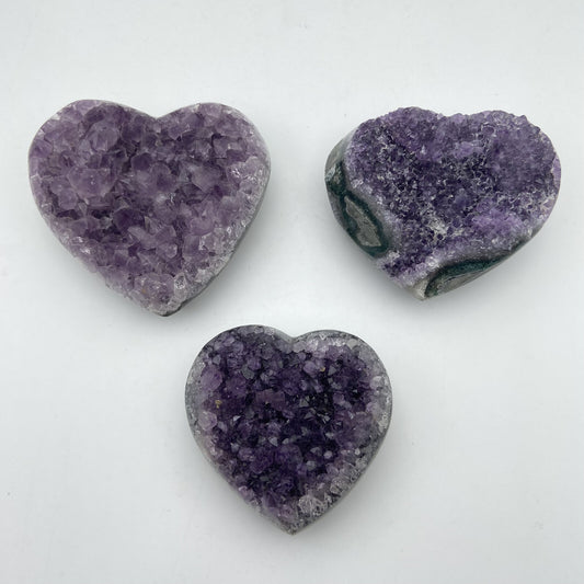 Lot de 3 Coeurs - Améthyste n°8 - 750 g