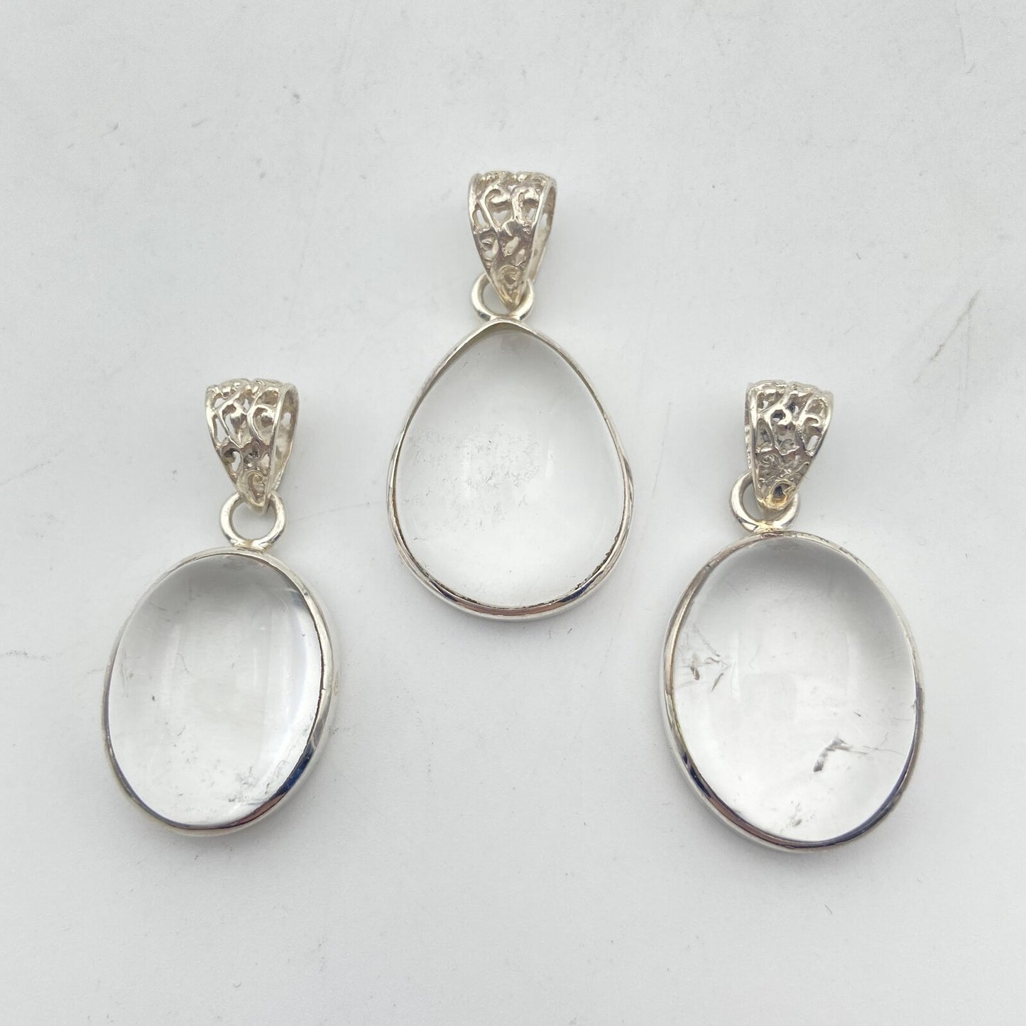 Lot de 3 Pendentifs Argent - Cristal de Roche n°3