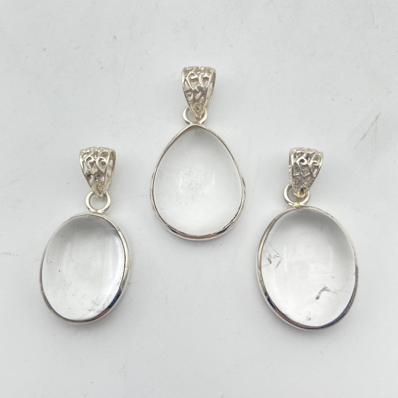 Lot de 3 Pendentifs Argent - Cristal de Roche n°3
