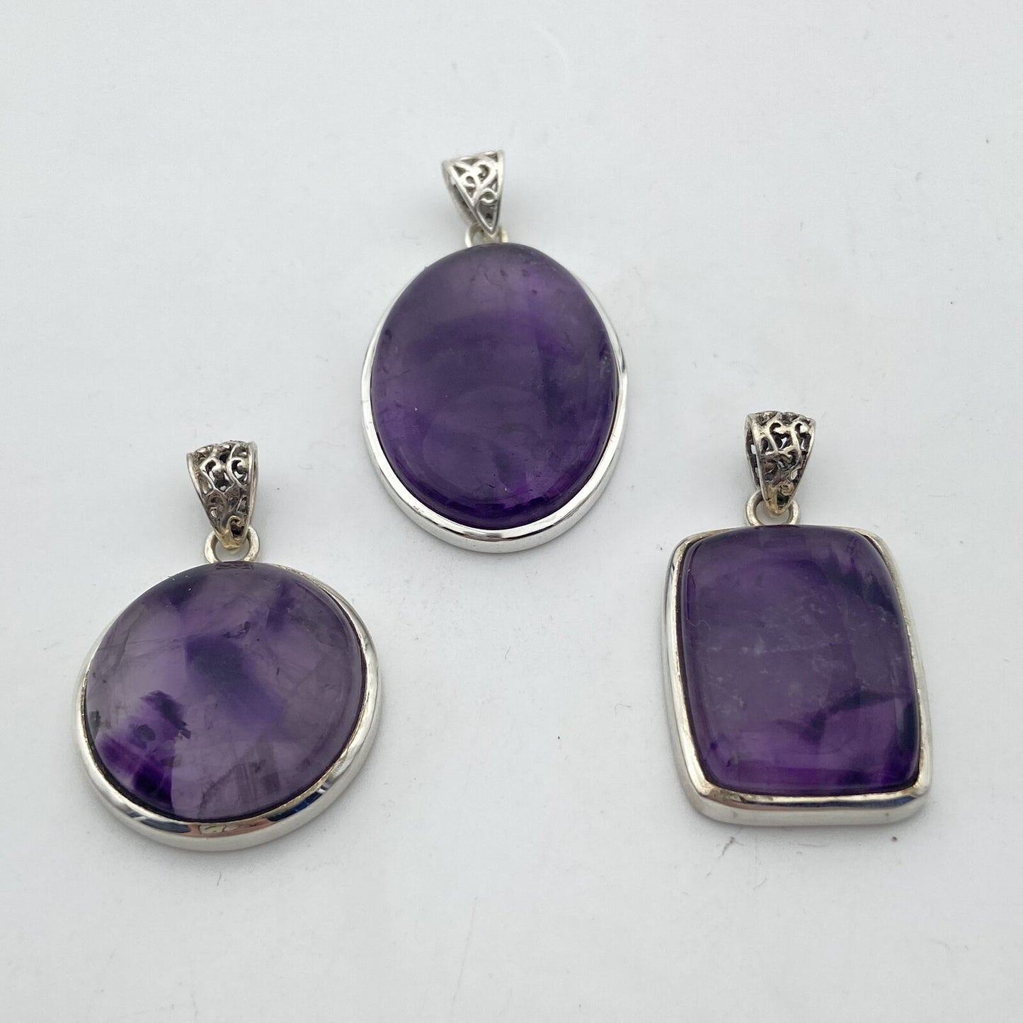 Lot de 3 Pendentifs Argent - Améthyste n°1