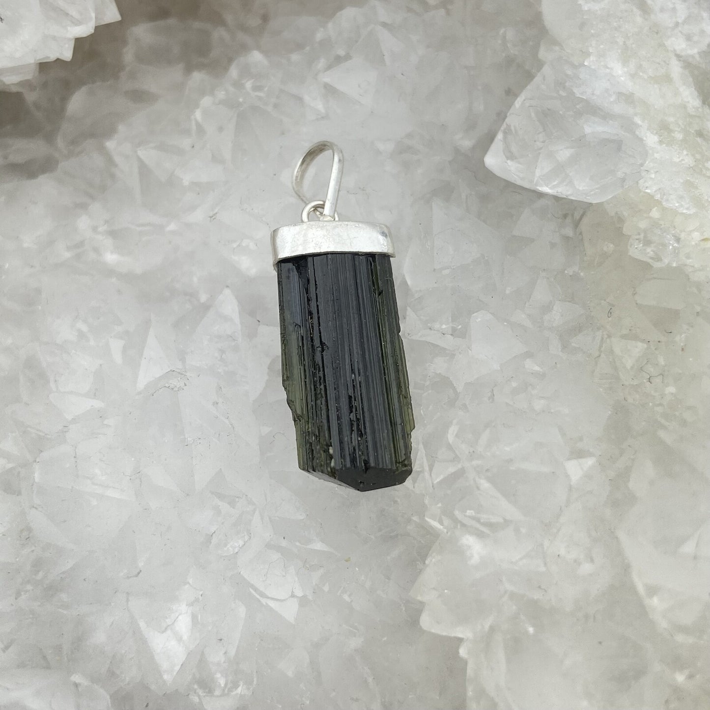 Pendentif Argent - Tourmaline noire