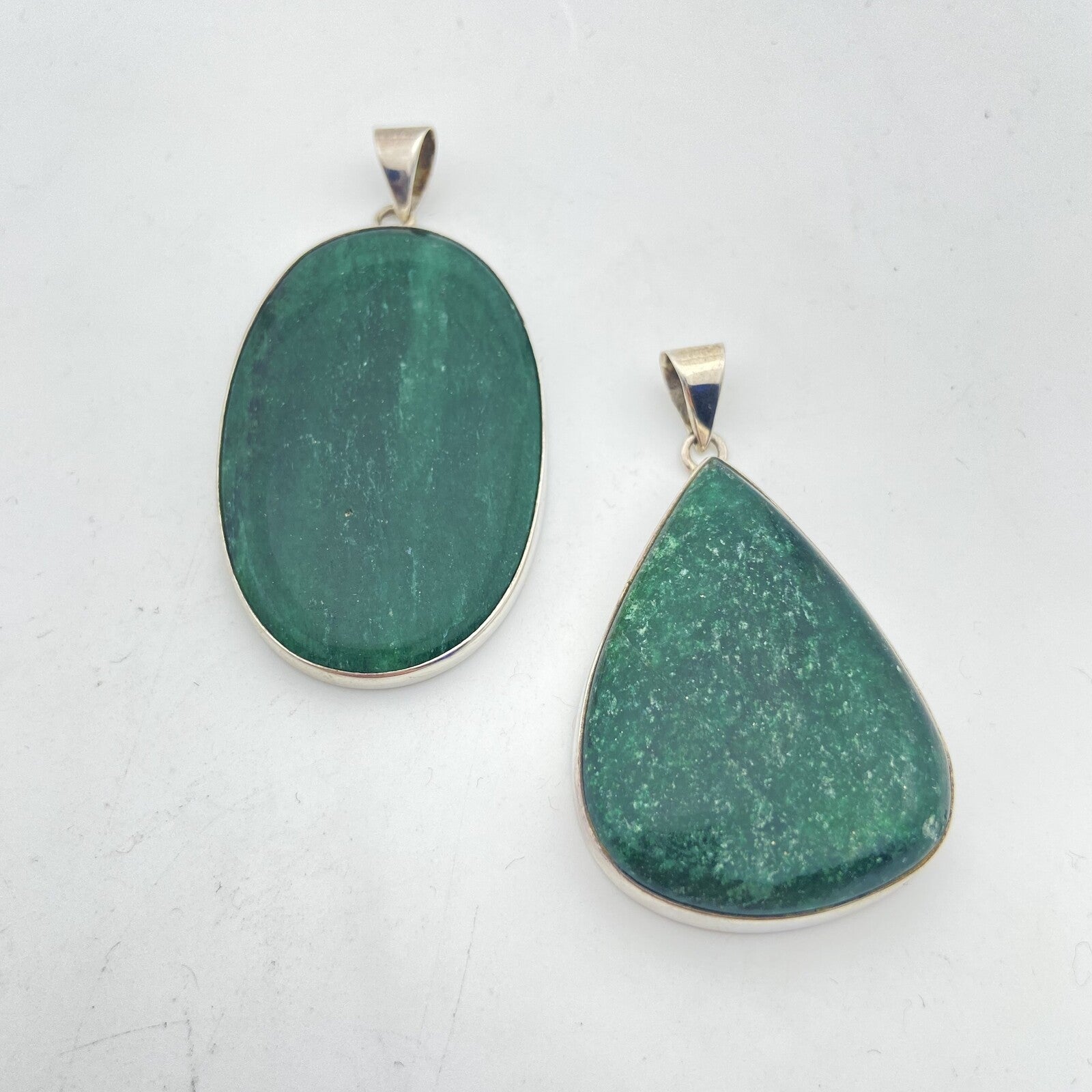 Lot de 2 Pendentifs Argent - Aventurine Verte n°1