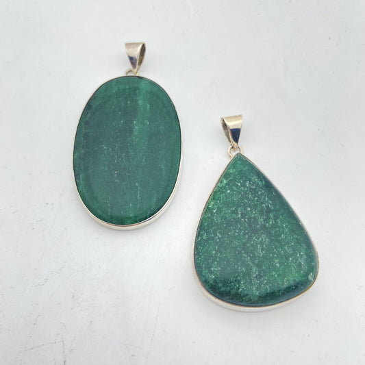 Lot de 2 Pendentifs Argent - Aventurine Verte n°1