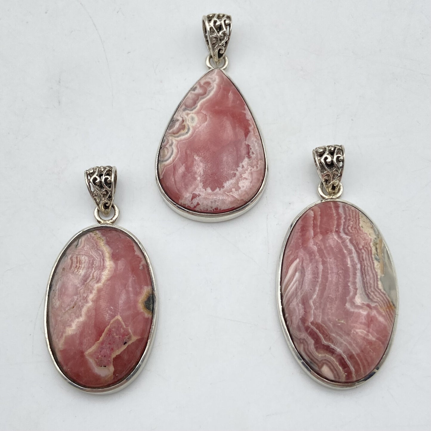 Lot de 3 Pendentifs Argent - Rodhocrosite n°1