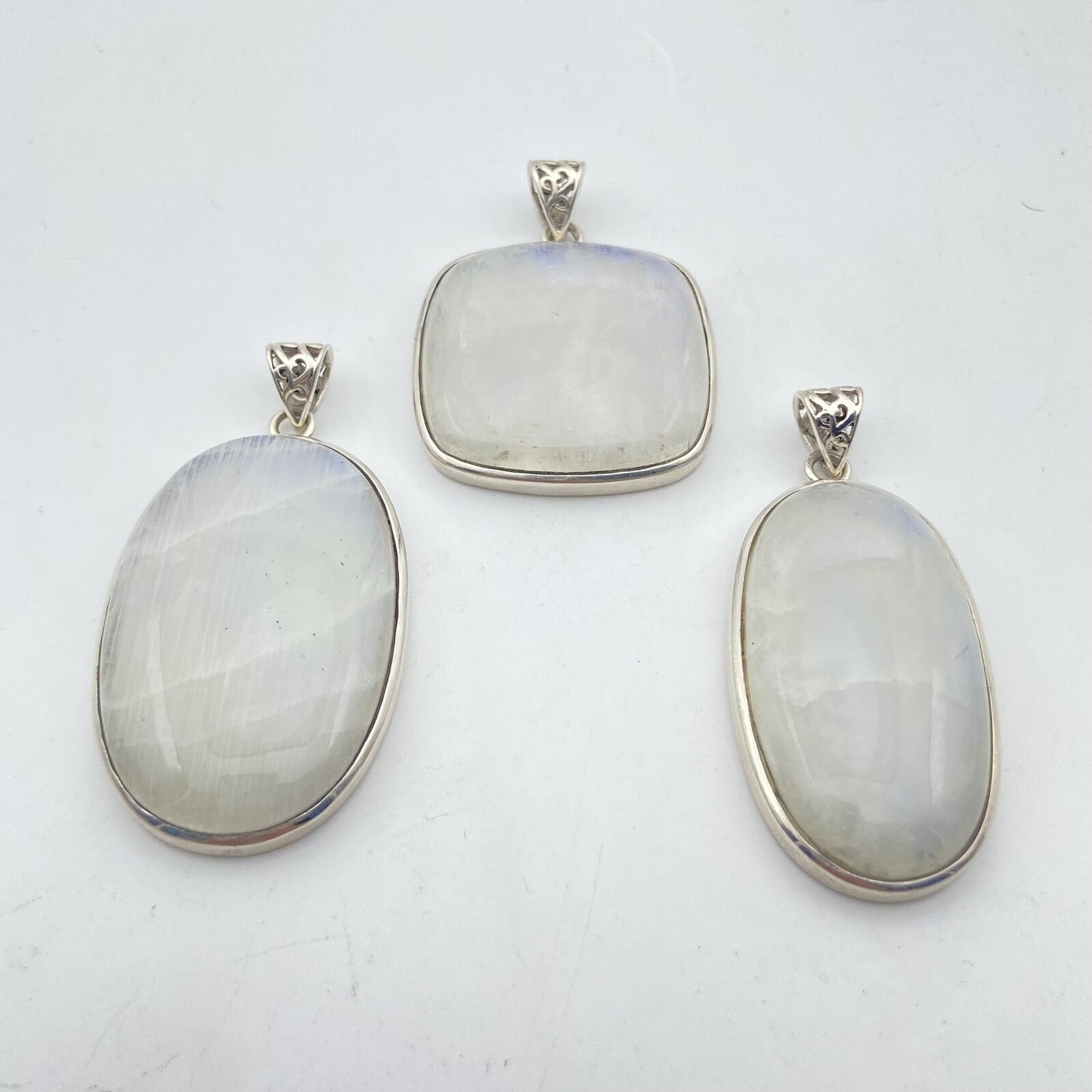 Lot de 3 Pendentifs Argent - Labradorite Blanche n°1