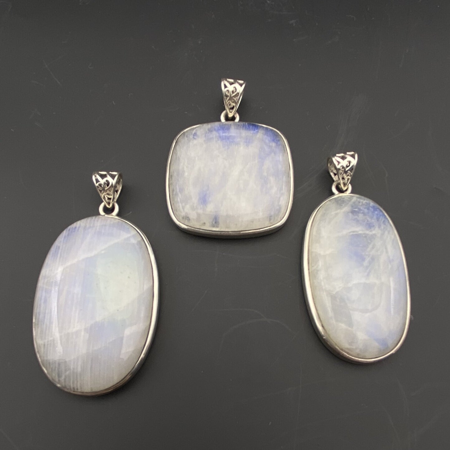 Lot de 3 Pendentifs Argent - Labradorite Blanche n°1