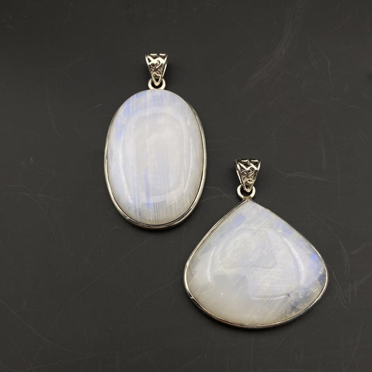 Lot de 2 Pendentifs Argent - Labradorite Blanche n°2