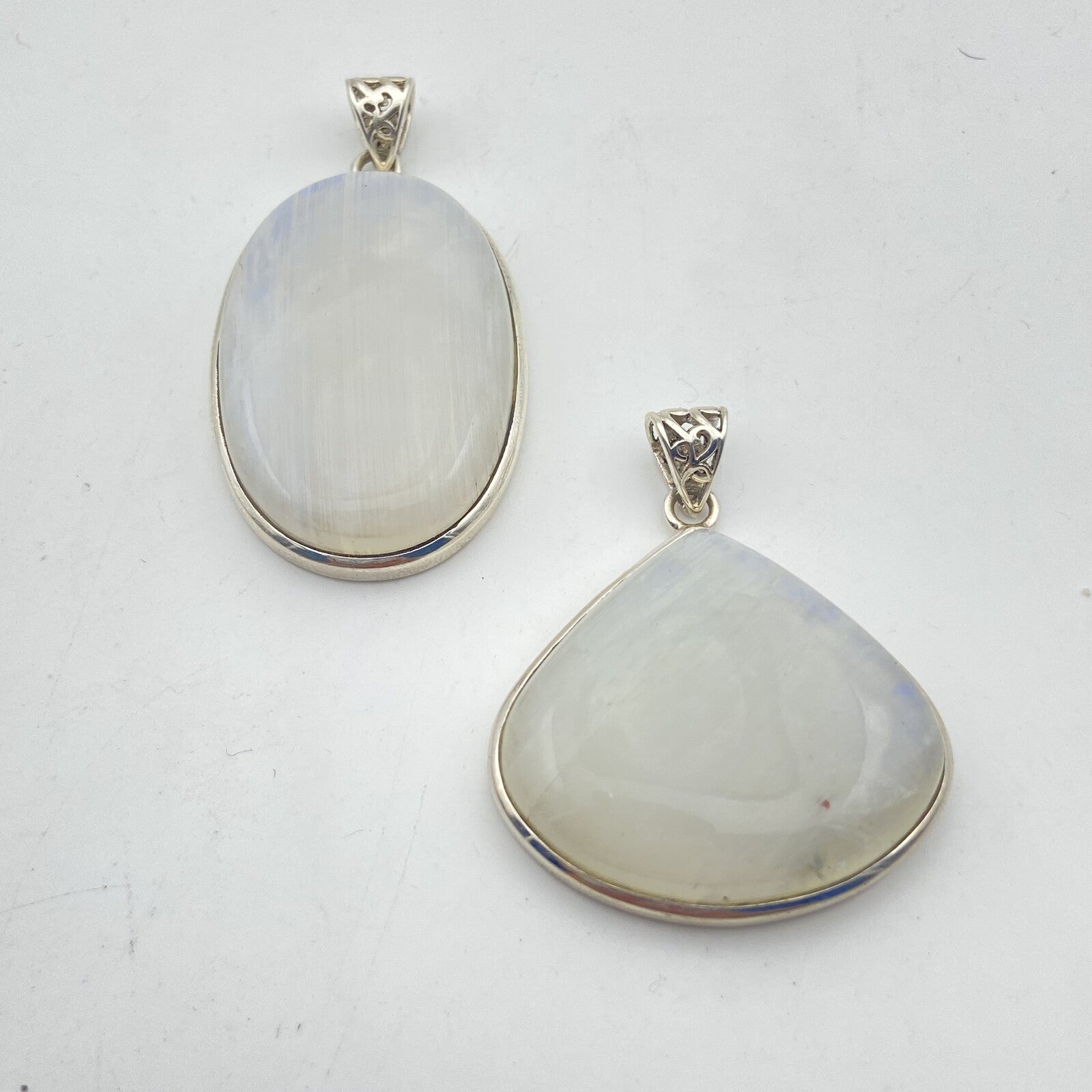 Lot de 2 Pendentifs Argent - Labradorite Blanche n°2