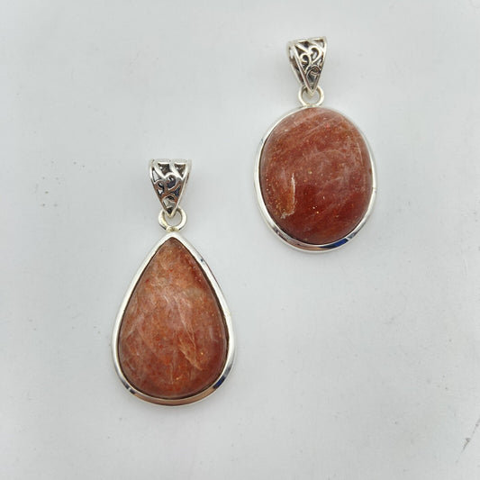 Lot de 2 Pendentifs Argent - Pierre de Soleil n°3