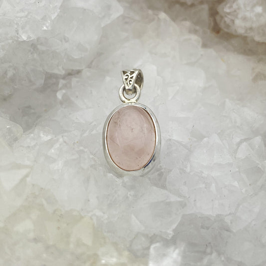 Pendentif Argent - Quartz Rose