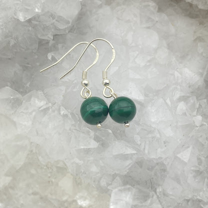 Boucles d'oreilles Argent - Perles Malachite