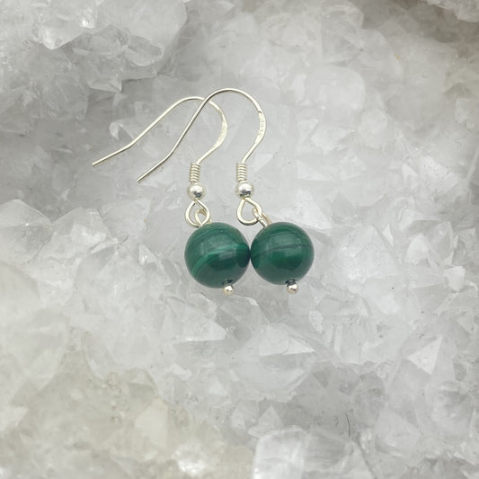 Boucles d'oreilles Argent - Perles Malachite