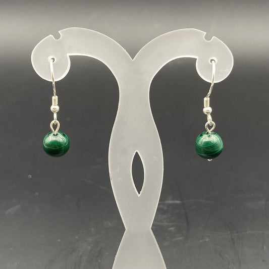 Boucles d'oreilles Argent - Perles Malachite