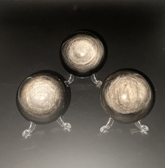Lot de 3 Sphères - Obsidienne Argentée n°1