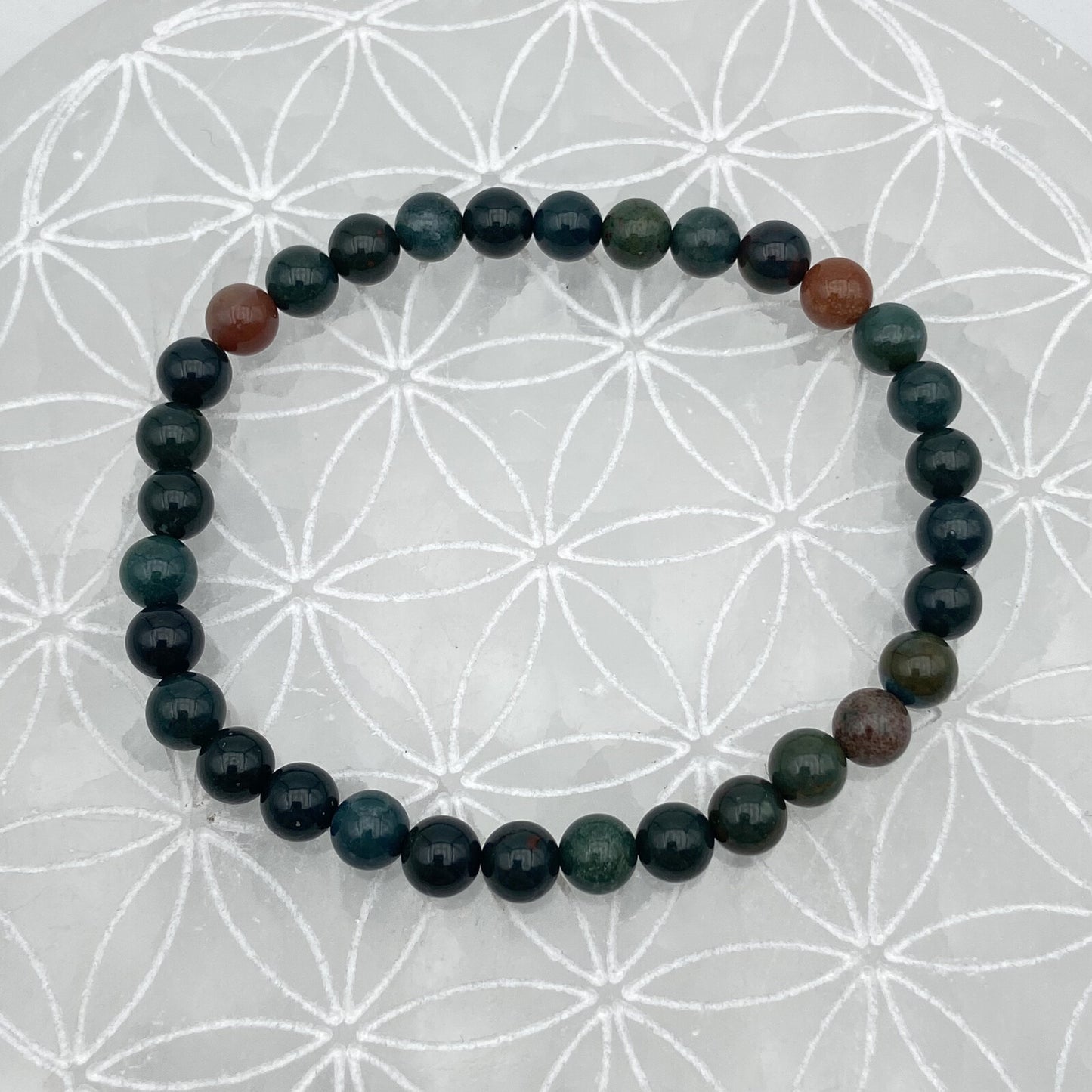 Bracelet - Jaspe Héliotrope / Jaspe Sanguin (6 mm)