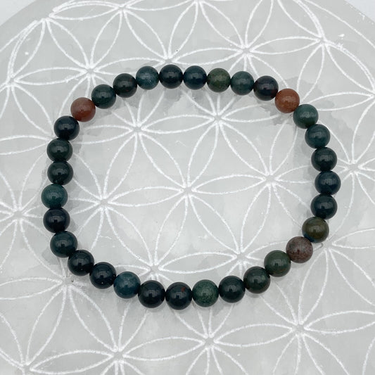 Bracelet - Jaspe Héliotrope / Jaspe Sanguin (6 mm)