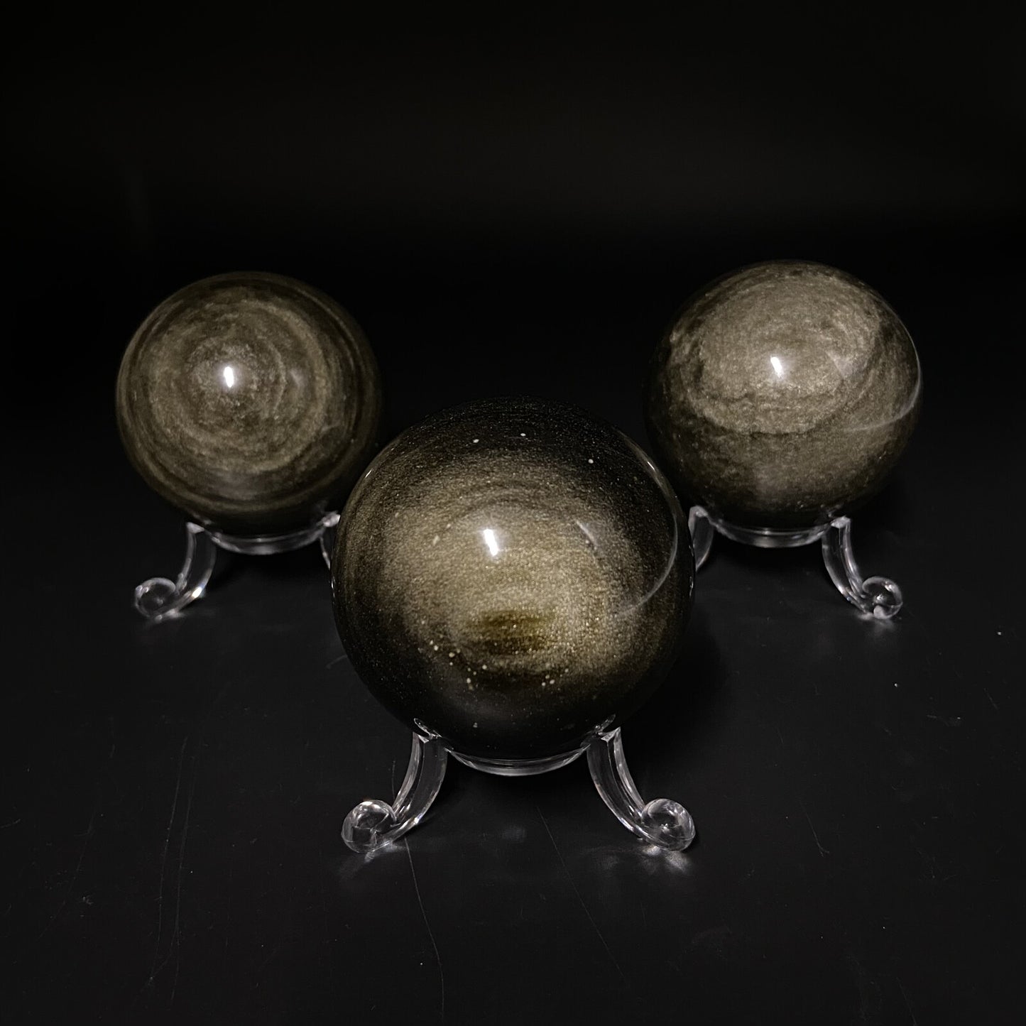 Lot de 3 Sphères - Obsidienne Dorée n°4