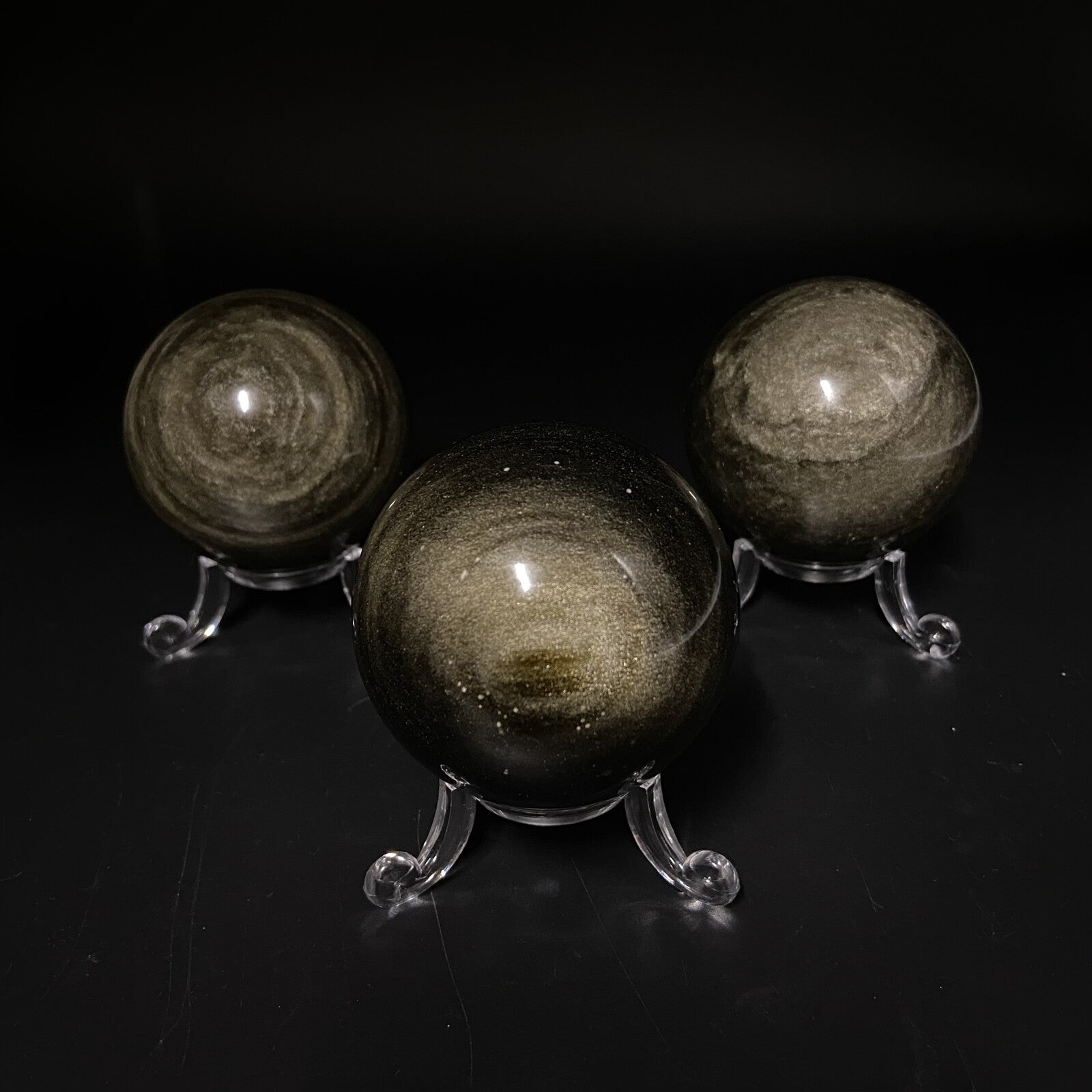 Lot de 3 Sphères - Obsidienne Dorée n°4