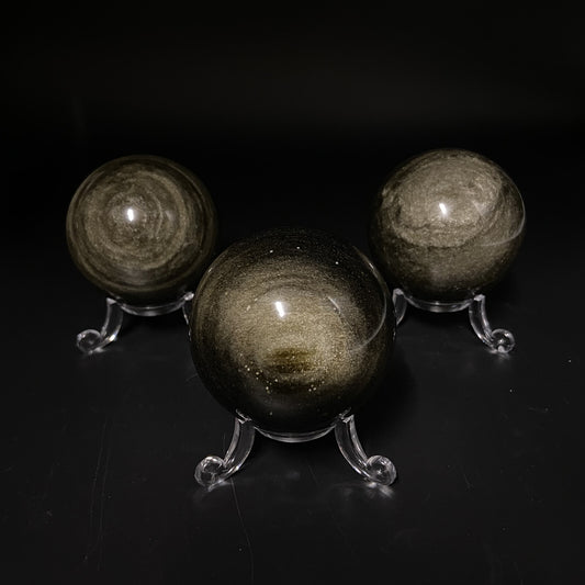 Lot de 3 Sphères - Obsidienne Dorée n°4