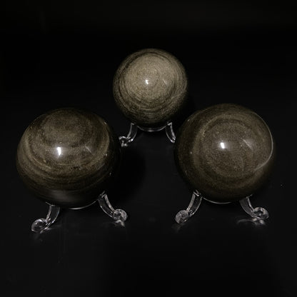 Lot de 3 Sphères - Obsidienne Dorée n°6