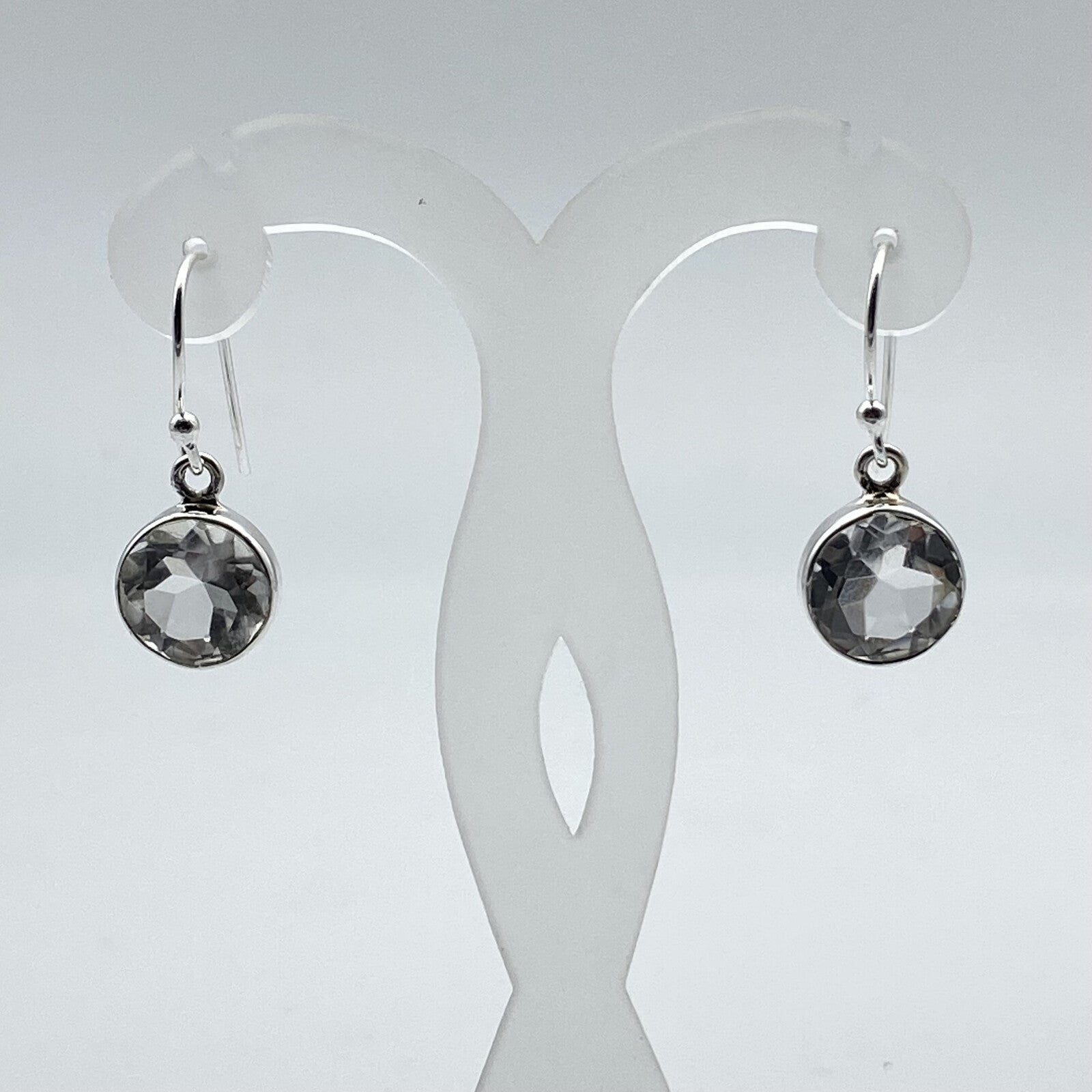 Boucles d'oreilles Argent - Cristal de Roche ronde