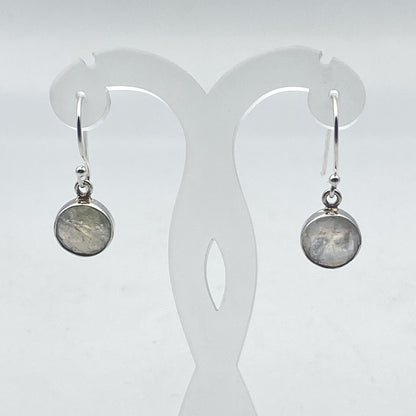 Boucles d'oreilles Argent - Labradorite Blanche ronde