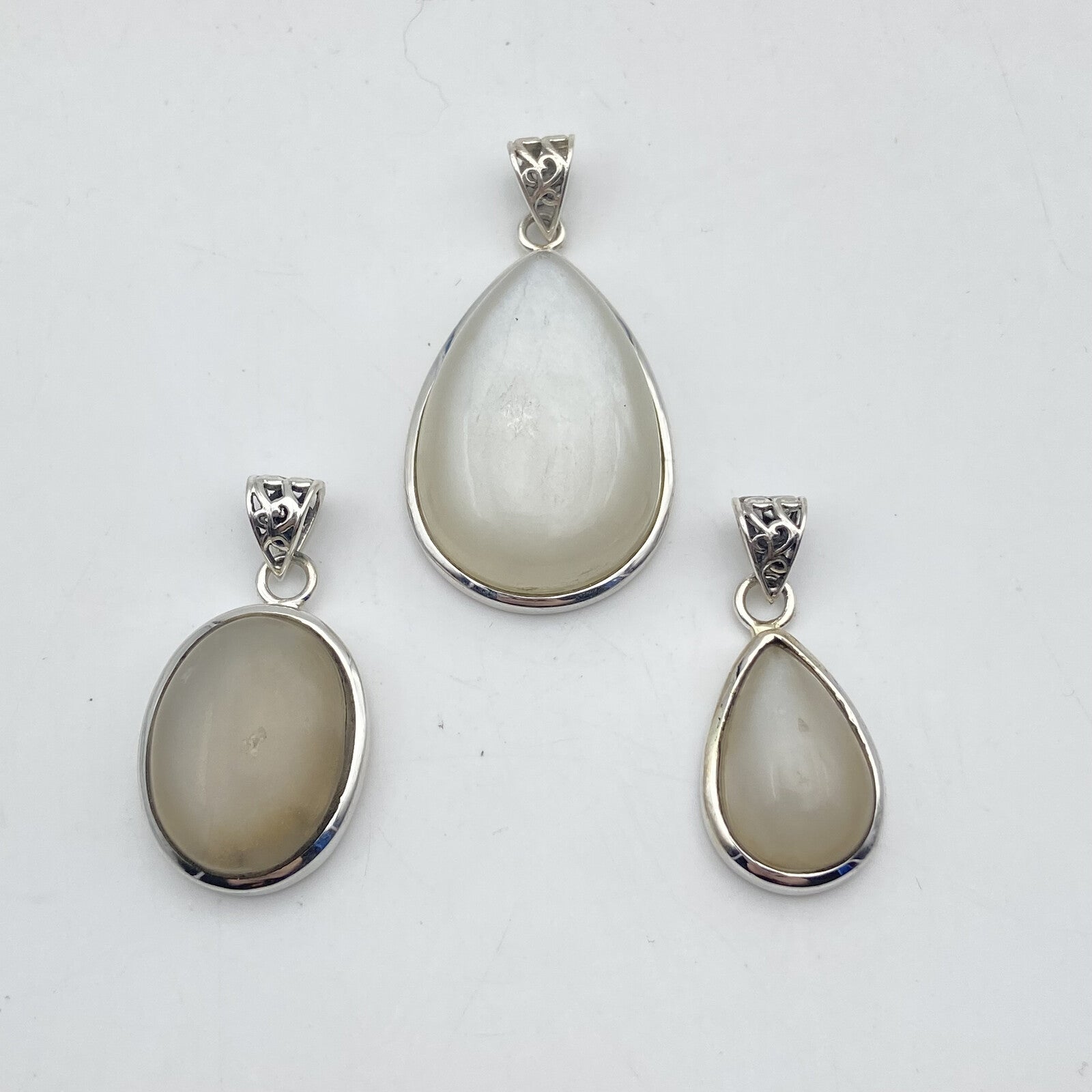 Lot de 3 Pendentifs Argent - Pierre de Lune n°1