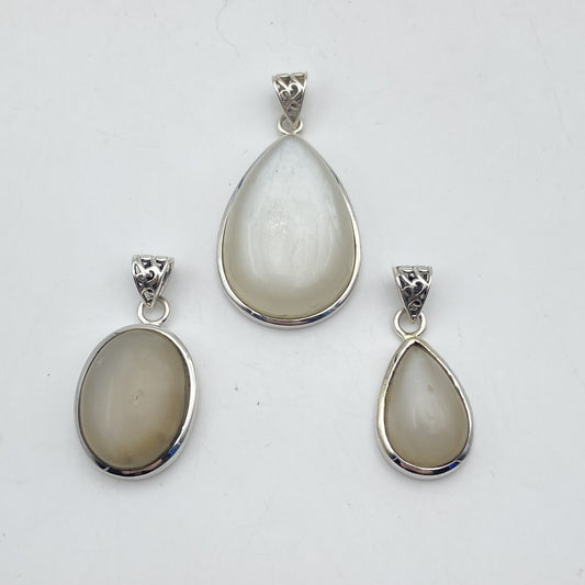 Lot de 3 Pendentifs Argent - Pierre de Lune n°1
