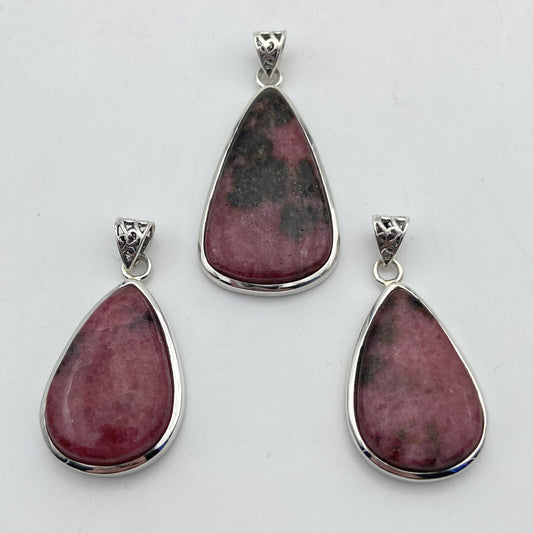 Lot de 3 Pendentifs Argent - Rhodonite n°1