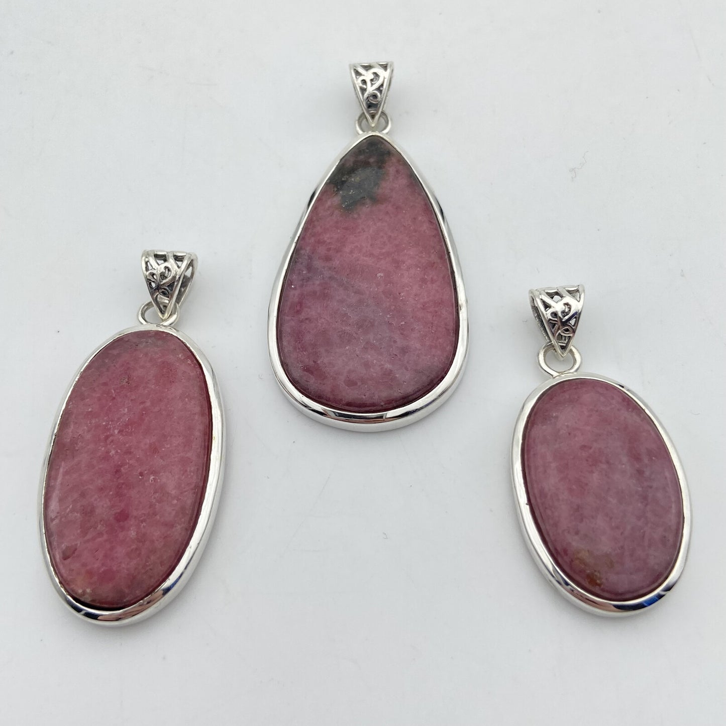 Lot de 3 Pendentifs Argent - Rhodonite n°2