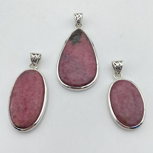 Lot de 3 Pendentifs Argent - Rhodonite n°2