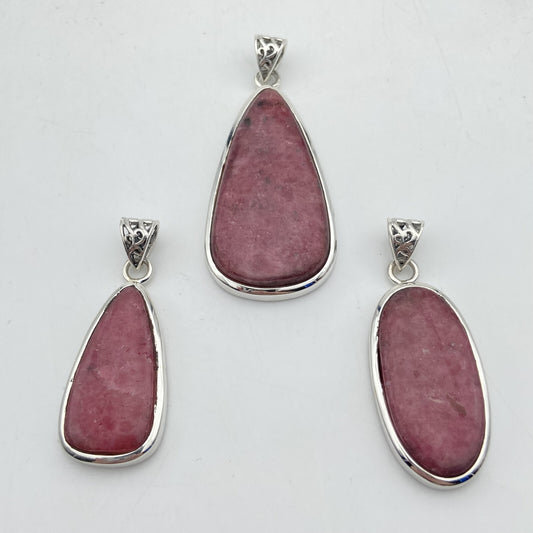 Lot de 3 Pendentifs Argent - Rhodonite n°3
